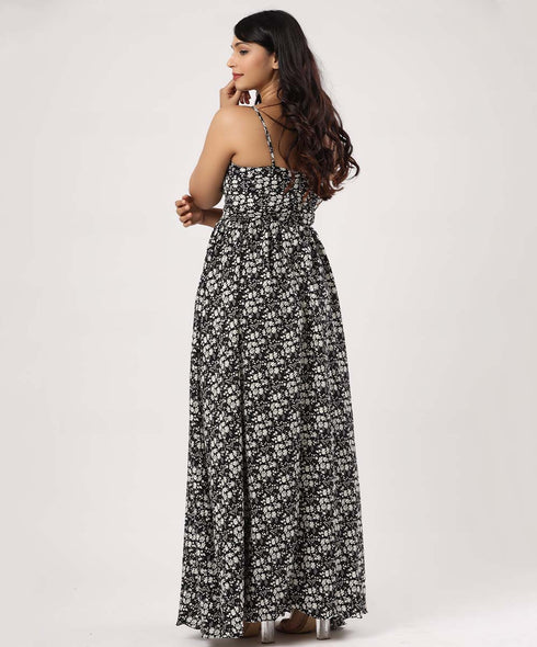 Strappy Detailed Printed Maxi
